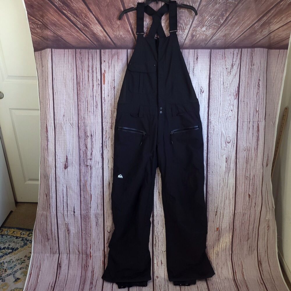 Quiksilver Highline Men's Black Snowboard Snow Bib Pants Stretch S Polyester